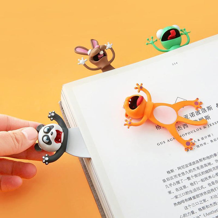 3D-djurbokmärken för barn i färgglad PVC, djurmotiv som panda och hund, perfekt lästillbehör och prydnad.