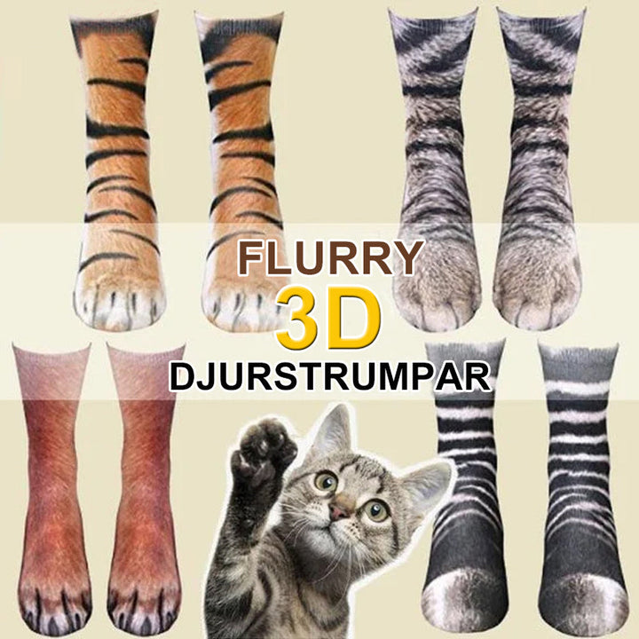 "3D djurtasssockor i mjukt polyester med roliga mönster, visar en elastisk och varm design för alla storlekar."
