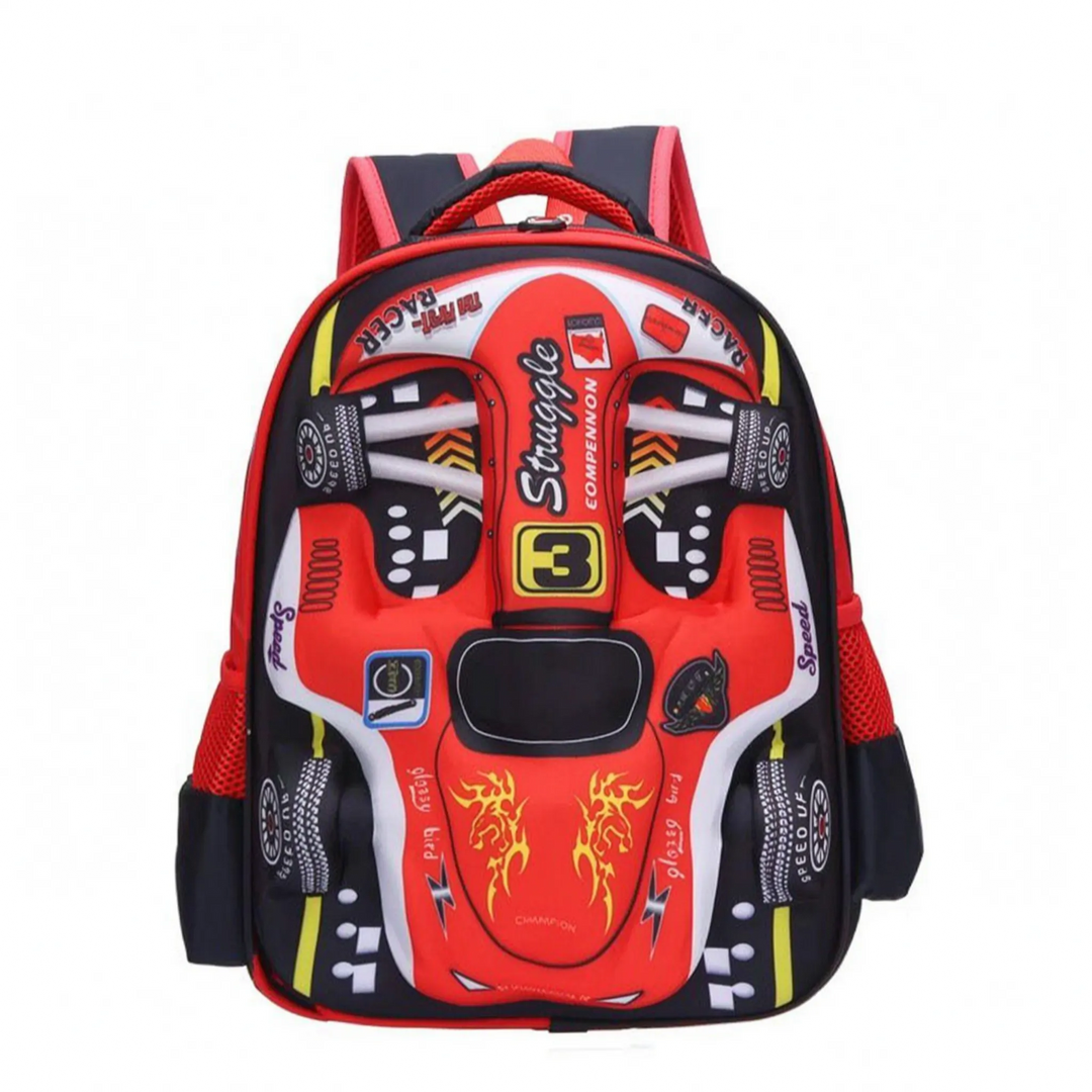 Cool 3D-racerbilsryggsäck för små äventyrare. Blå skolväska som inspirerar till lek och lärande.
