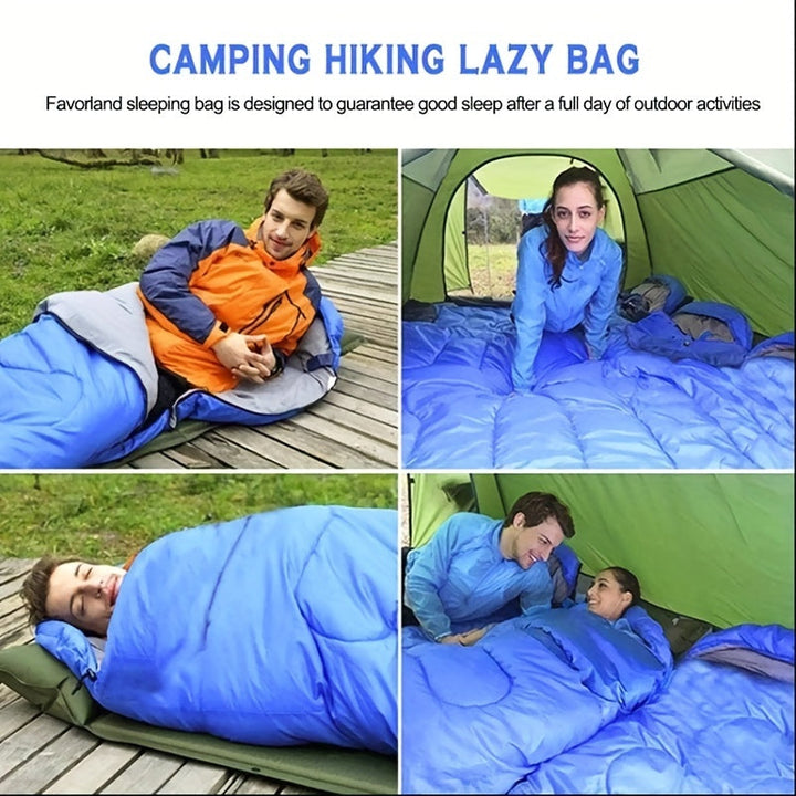 Varm sovsäck med huva för camping och friluftsliv, dragkedja detalj