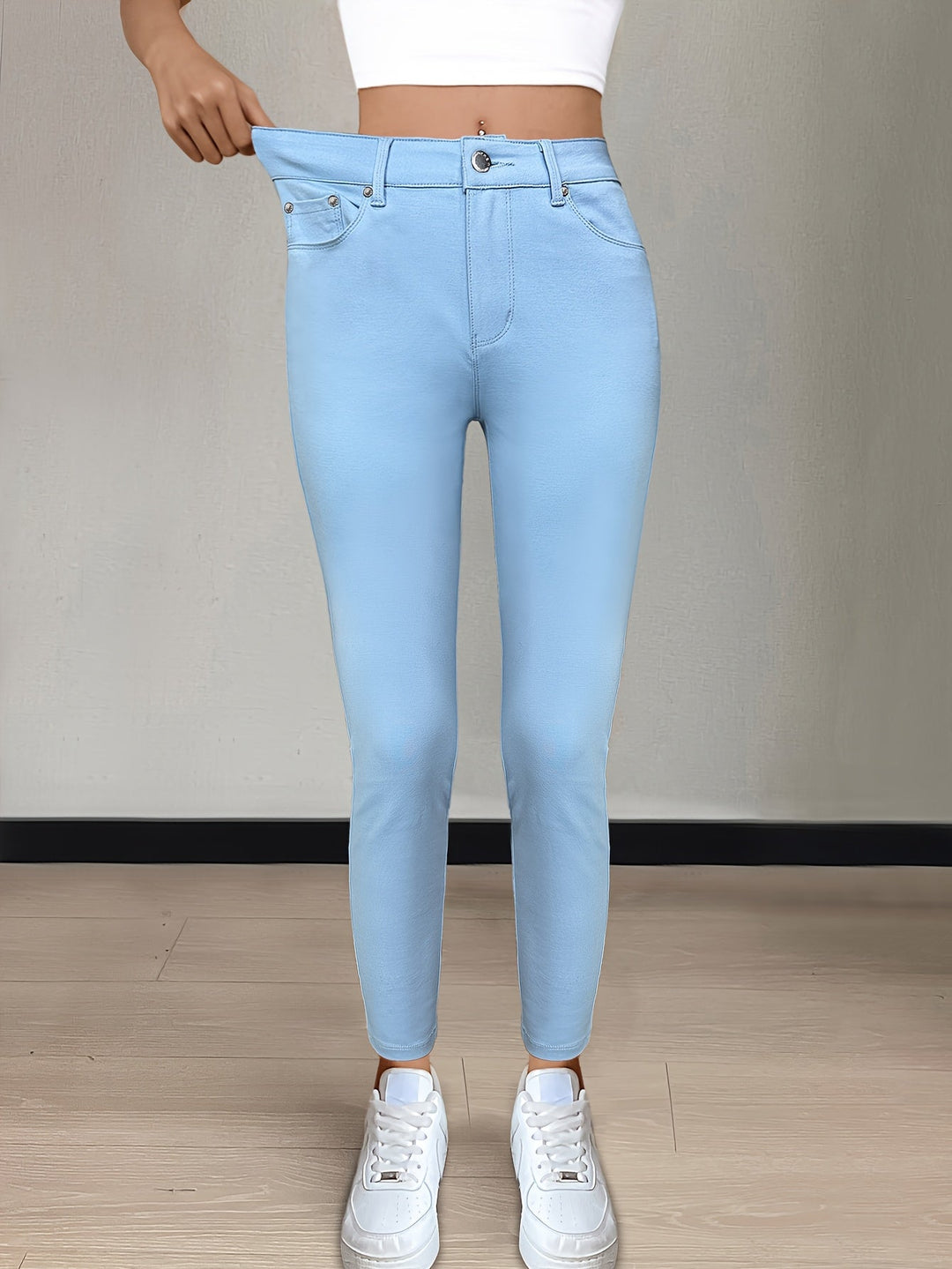 Mönstrade skinny jeans med hög midja i modedesign