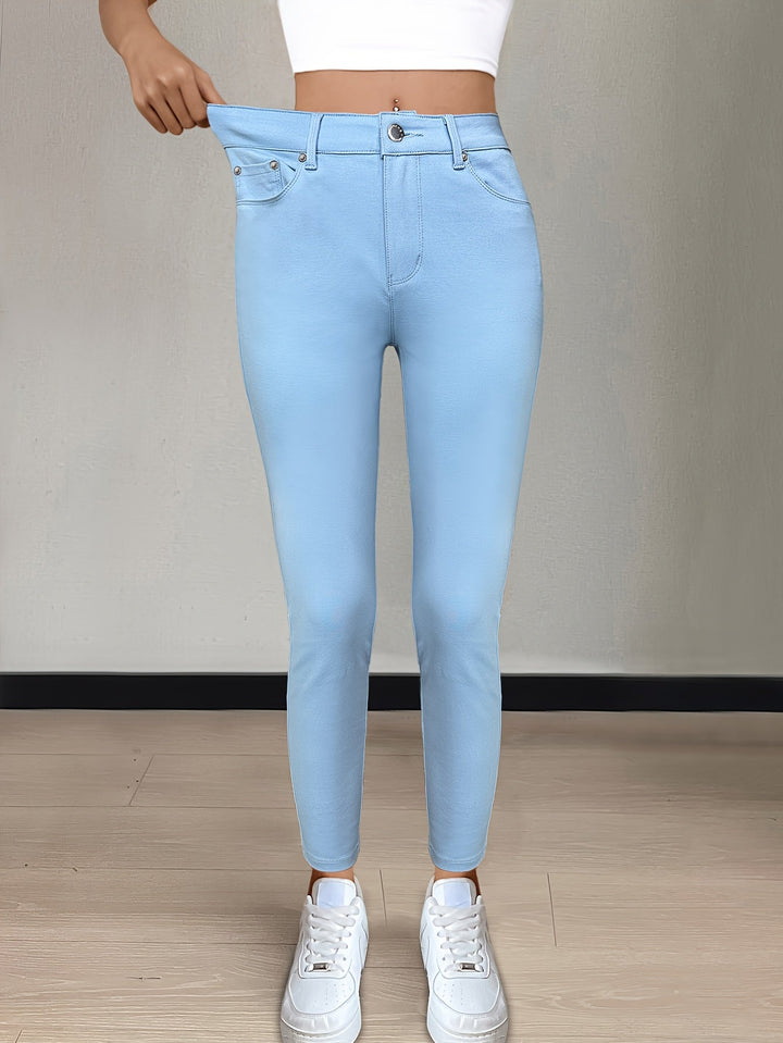 Mönstrade skinny jeans med hög midja i modedesign