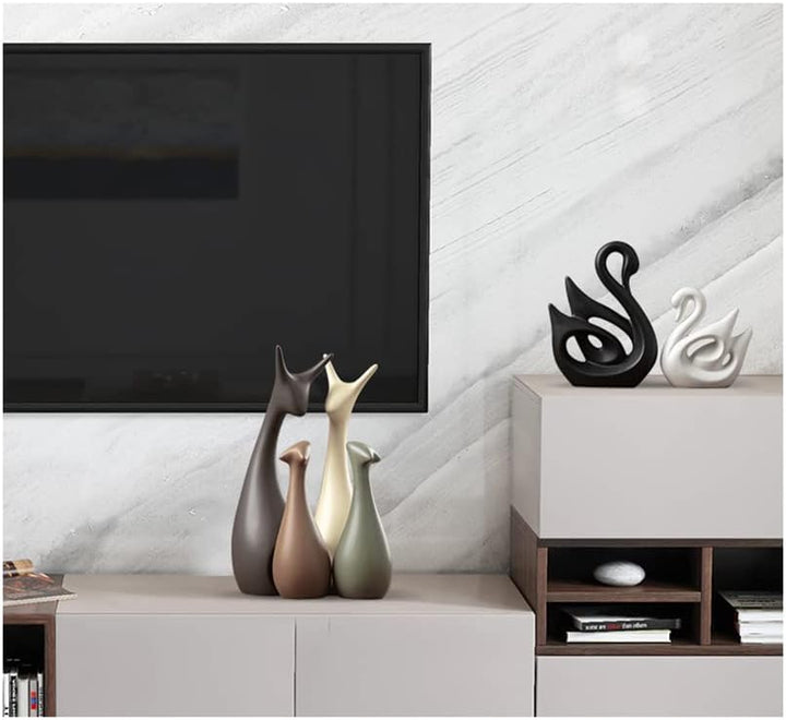 Elegant 4-delars hjortfigurset, en perfekt presentidé för hemdekor och trädgård. Rustik konstverk.
