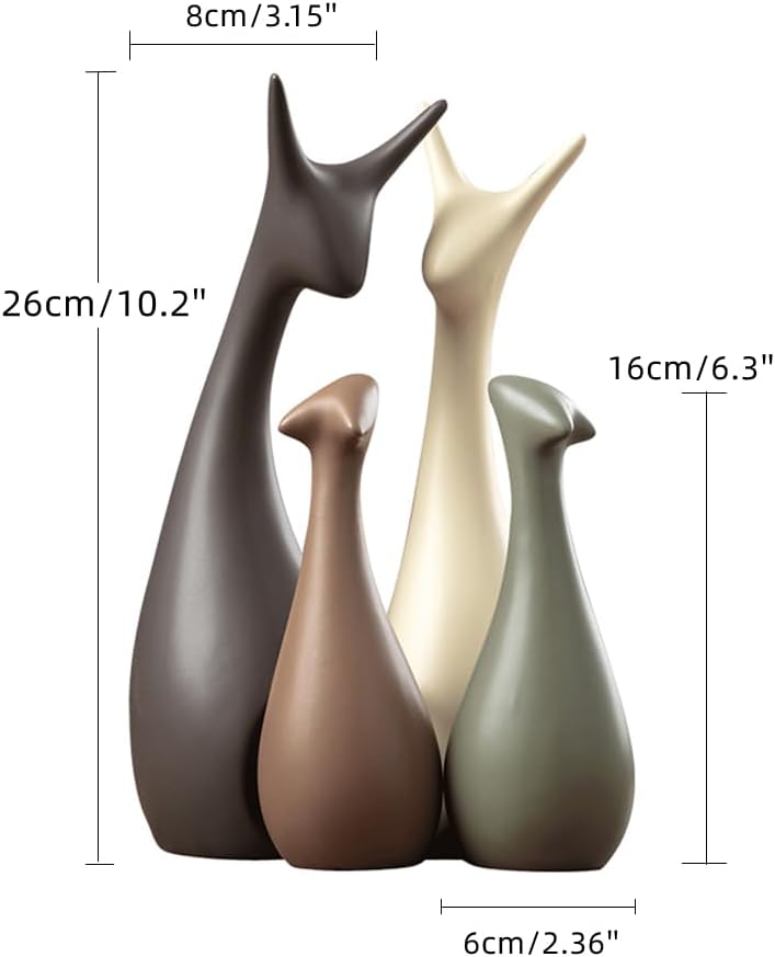 Konstverk: 4 rustika hjortfigurer. Accentdekor för hem, trädgård. Mysig atmosfär och naturtema.
