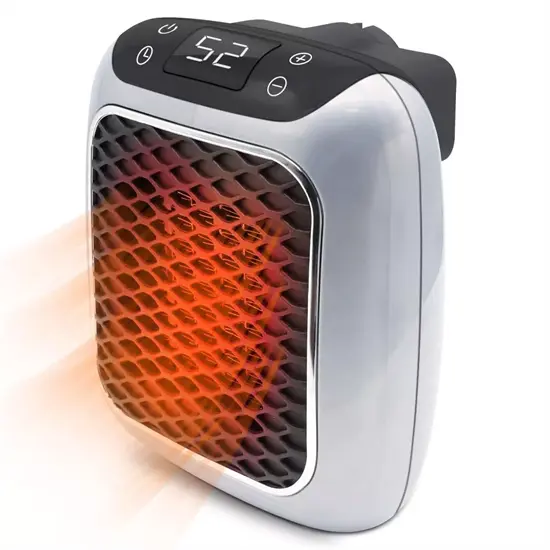 Vit elektrisk mini-värmare med orange värmeeffekt