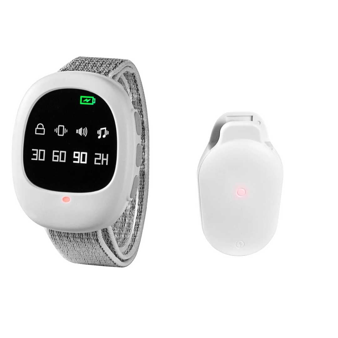 NiteGuard trådlöst sängvätningalarm med mottagare och sändare i vit färg