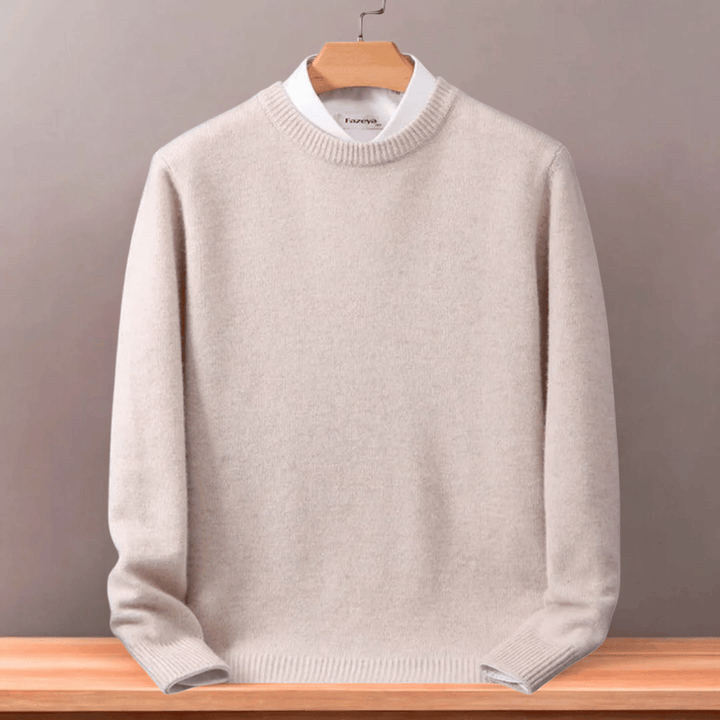 Mäns oversized tröja med rund hals i stickat material för herrmode