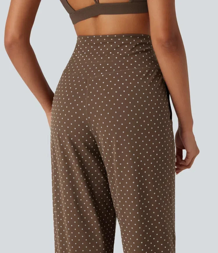 Prickiga yogabyxor med hög midja och raka ben för dam