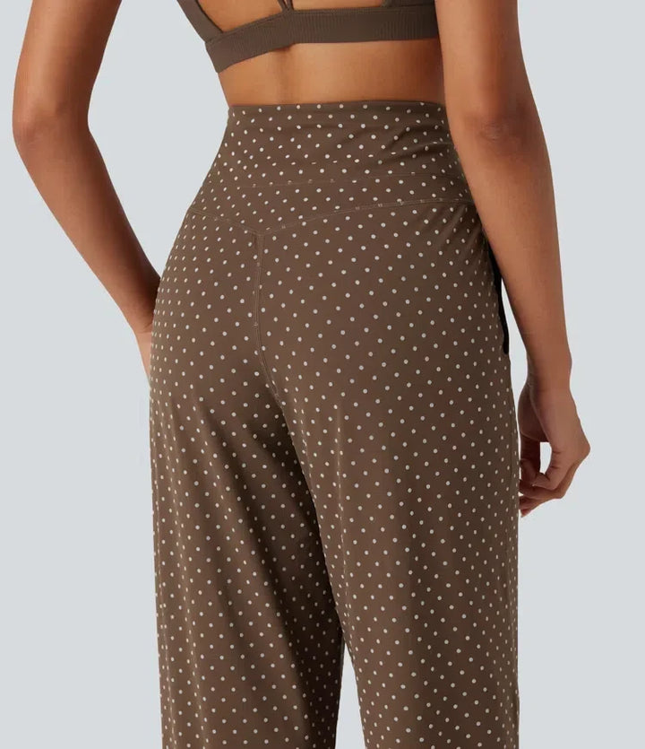 Prickiga yogabyxor med hög midja och raka ben för dam