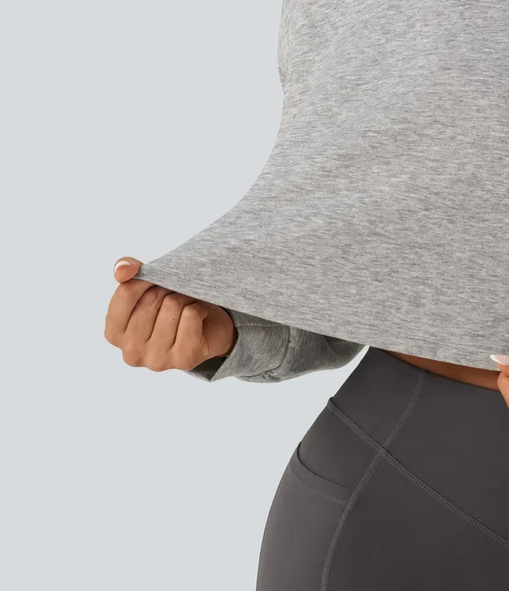 Snygg långärmad sweatshirt för dam med hög krage