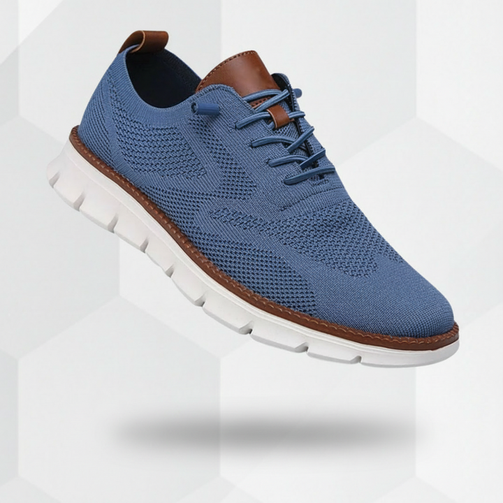 Blå Lucas ventilerande bekväma sneakers för herr i studioljus