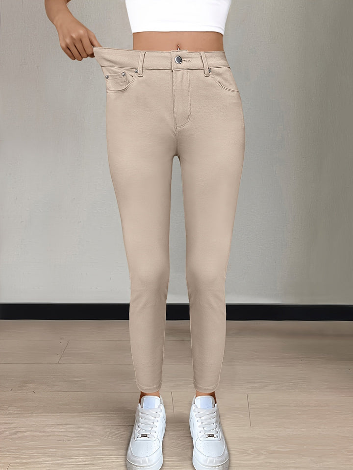 Vita högmidjade skinny jeans för dam framifrån