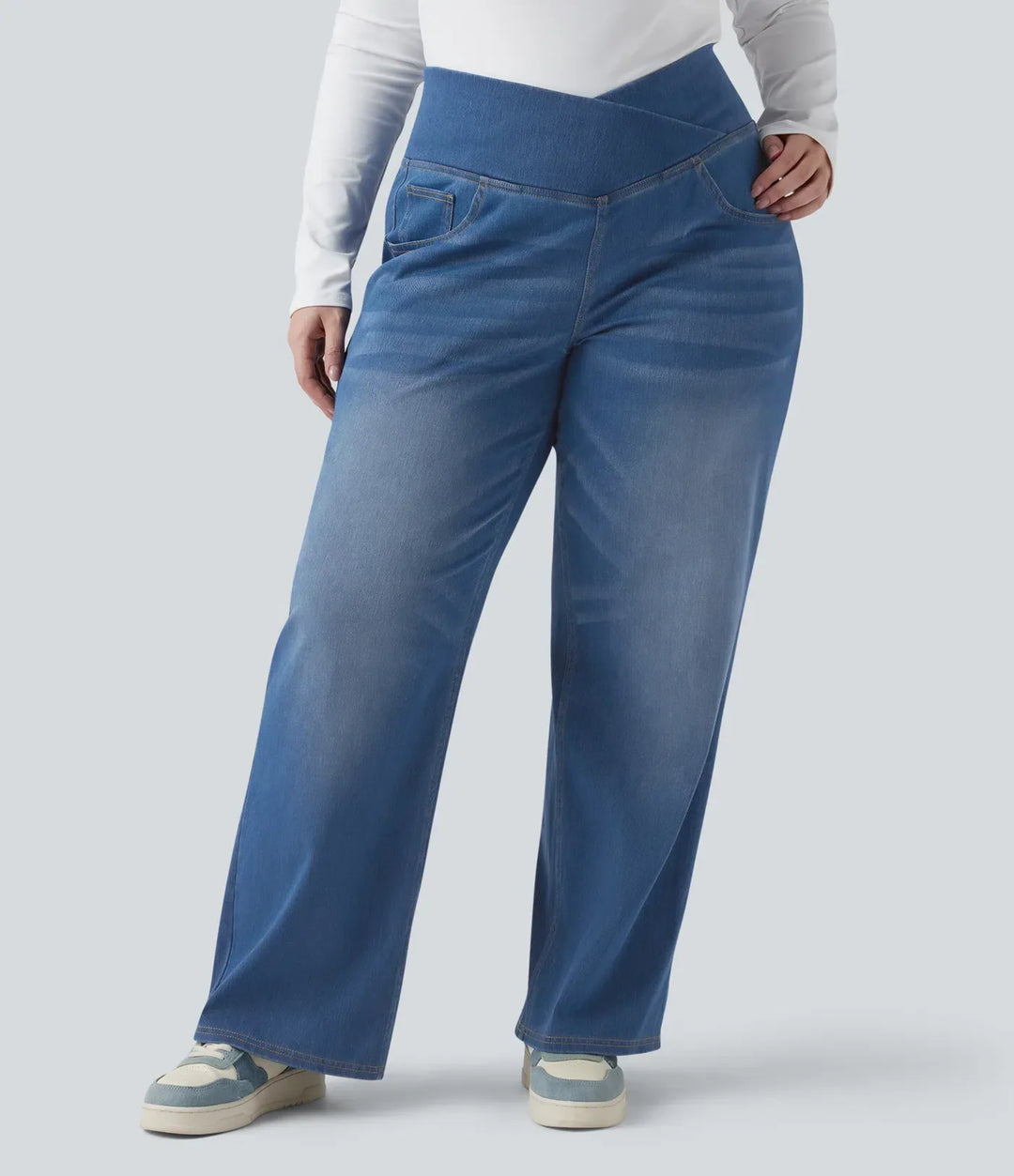 Stilrena vardagsjeans med rak passform och hög midja i stor storlek