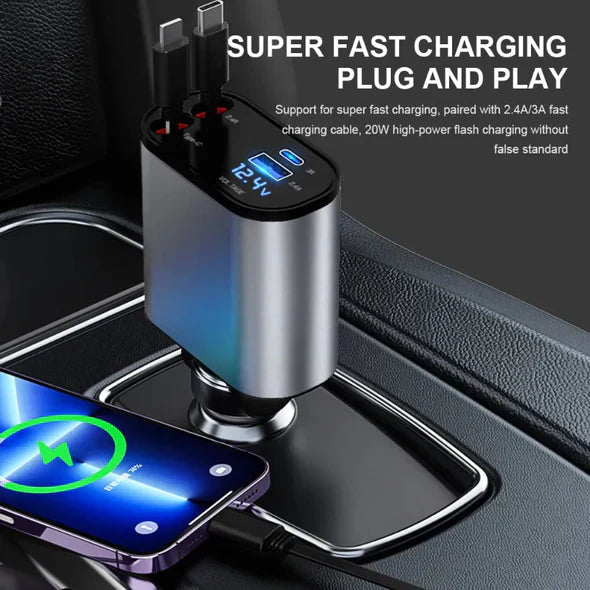 Snabbladdande billaddare som laddar smartphone i bil
