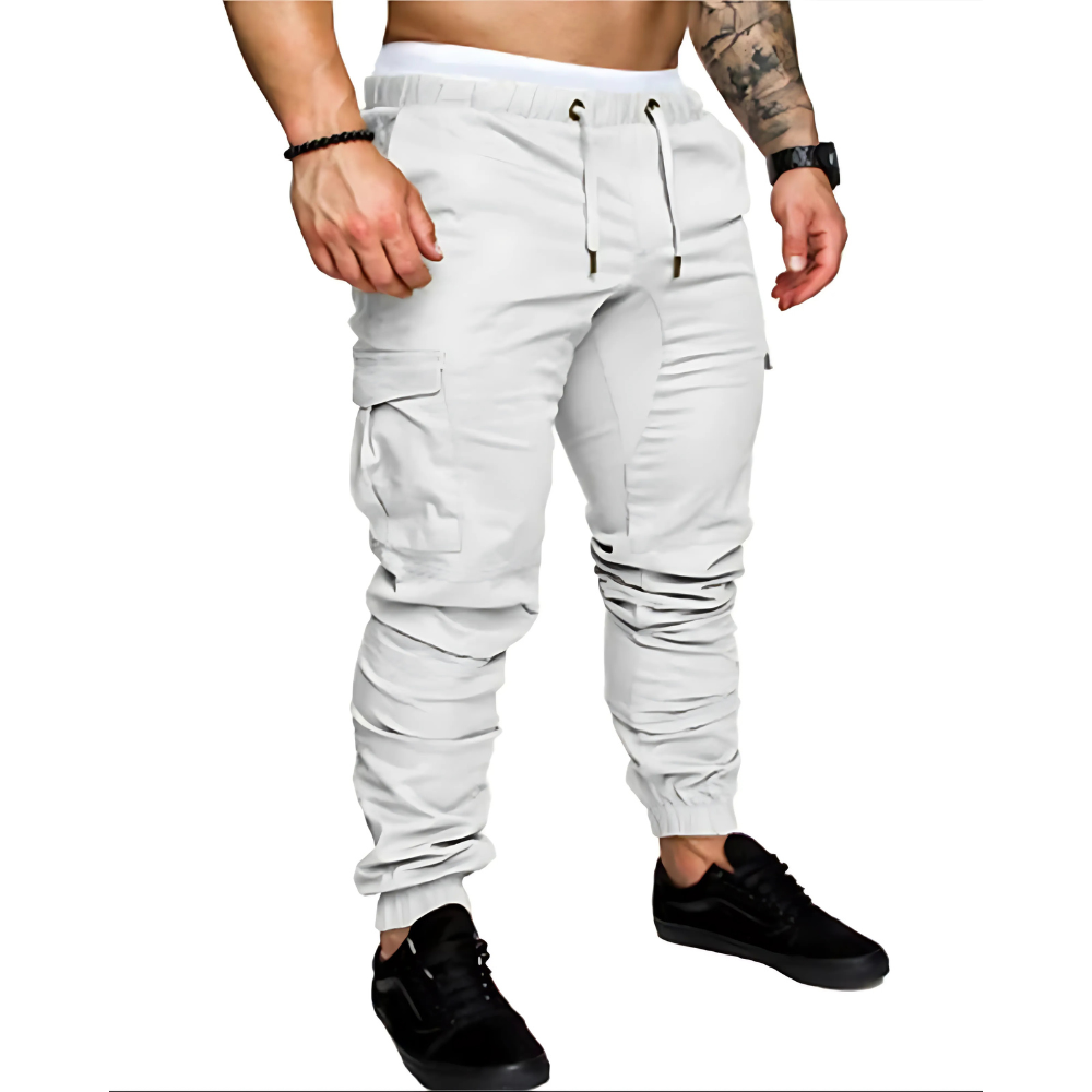 Gröna cargo joggers för män med praktiska sidofickor för vardagsstil