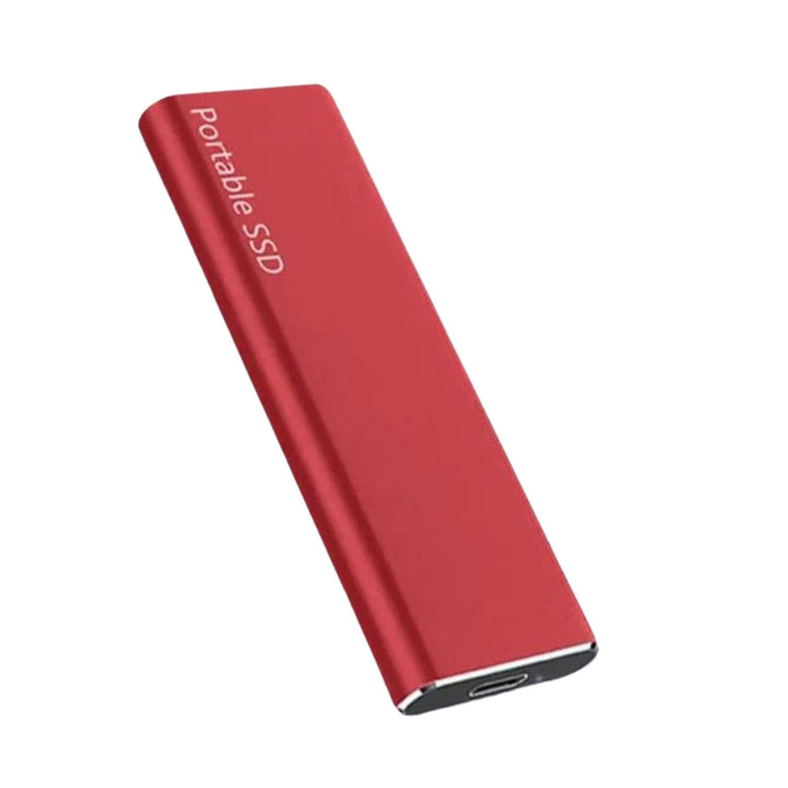 Röd bärbar extern SSD från Carvallo med USB-C port