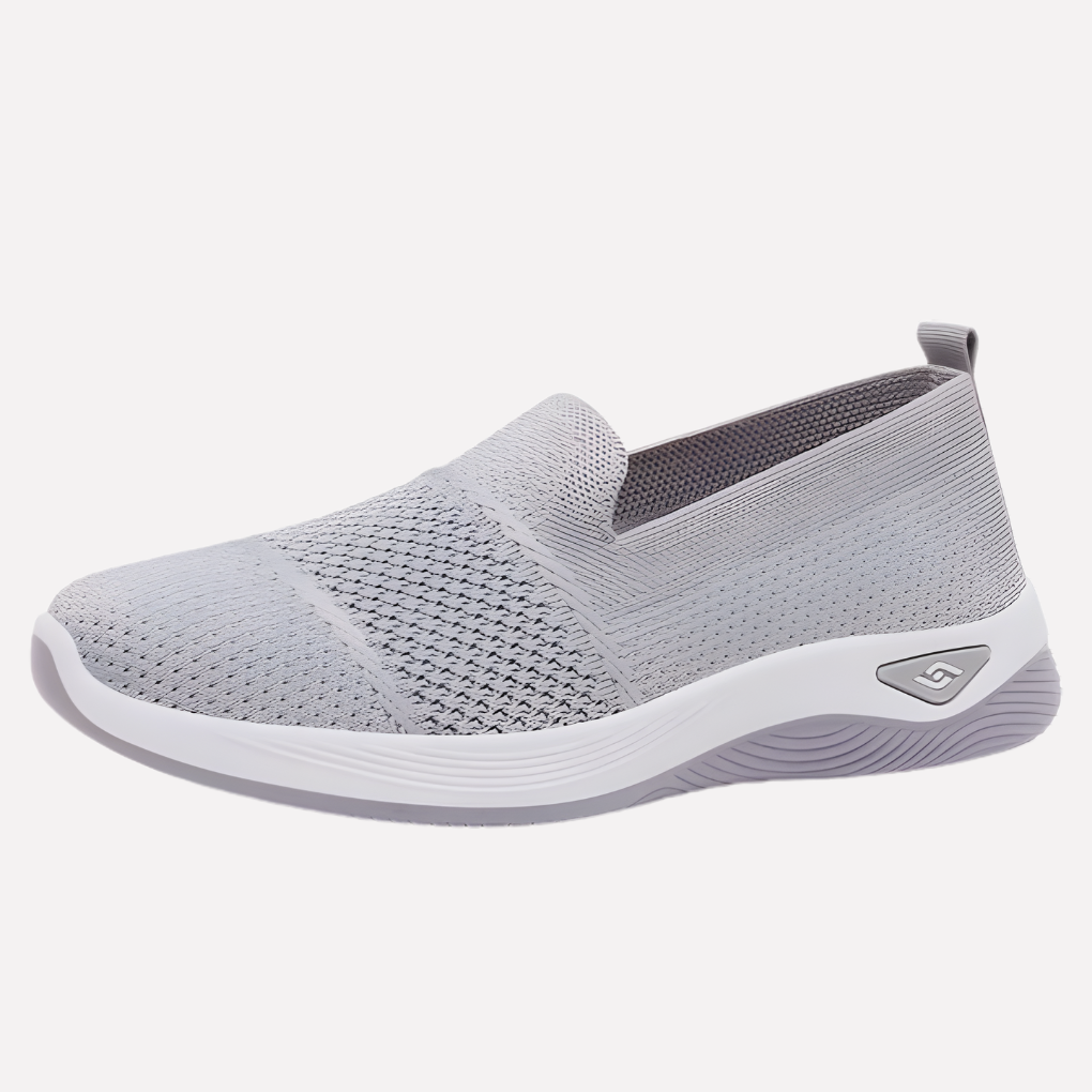 Grå damsneakers för aktiv vardag med mjuk dämpning och snygg design