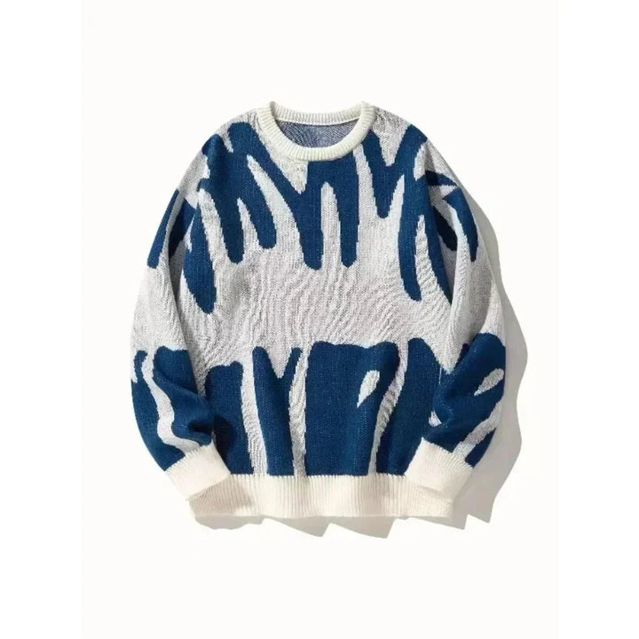 Mörkgrå stickad herrtröja med långärmad pullover-design för vardagsstil