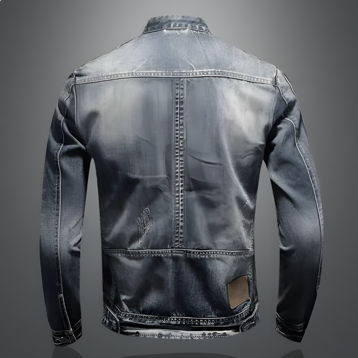 Baksidan av herrarnas retro jeansjacka med klassisk skärning