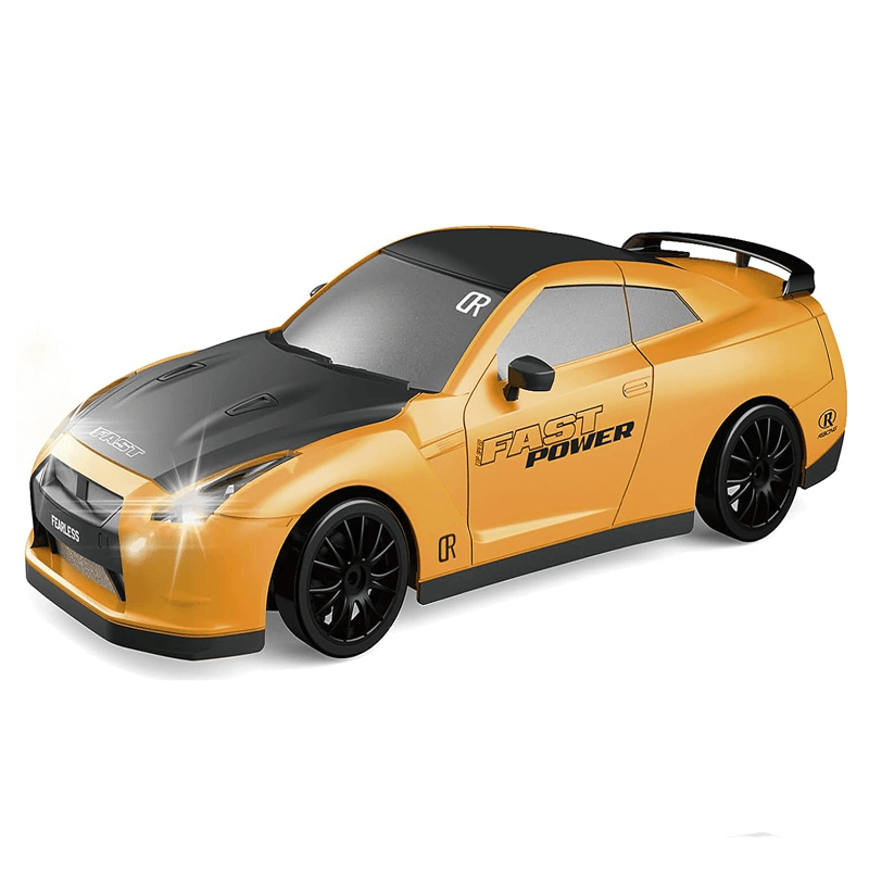 Gul 1:24 fjärrstyrd RC driftbil med LED-belysning framifrån