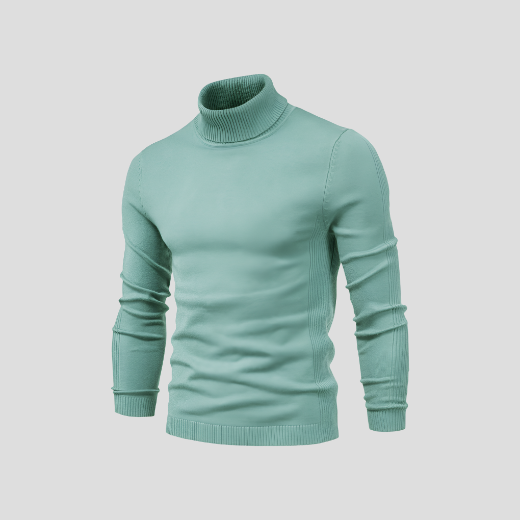 Trendig turtleneck för herrmode, bakifrån för helhetsintryck