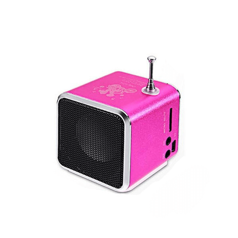 Trådlös mini bluetooth högtalare med fm-radio i stilren design