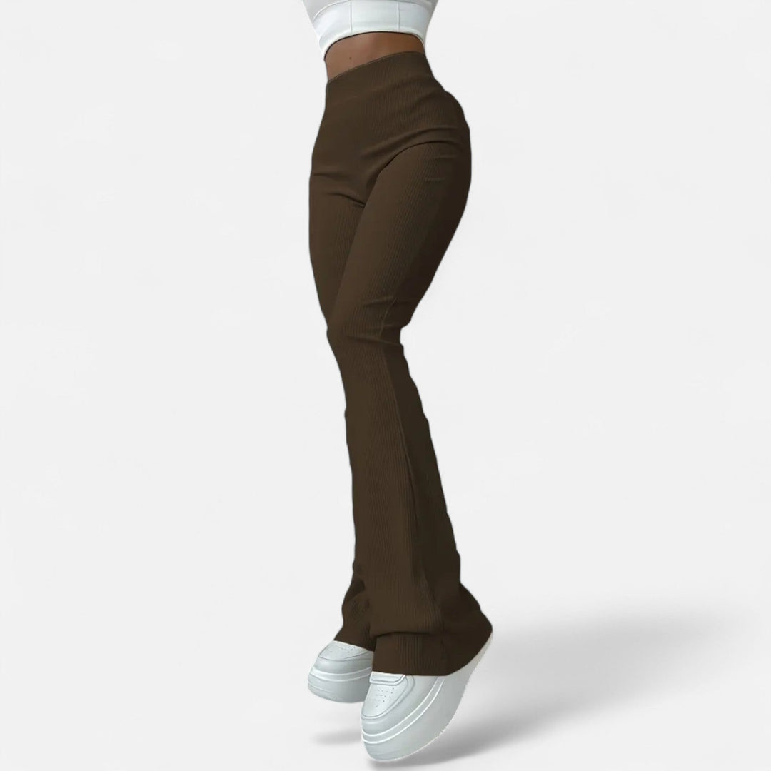 Högmidjade damleggings i ribbat material med slim fit och elegant vardagsdesign