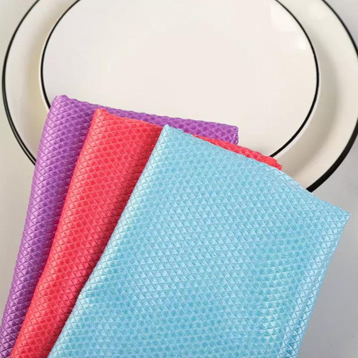 5-pack mikrofiberrengöringsdukar i olika färger, 30x40 cm, stark vattenabsorption för skinande rena ytor i hemmet.