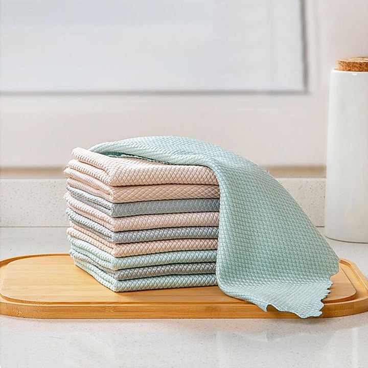 5-pack mikrofiberrengöringsdukar i olika färger, 30x40 cm, stark vattenabsorption för skinande rena ytor i hemmet.