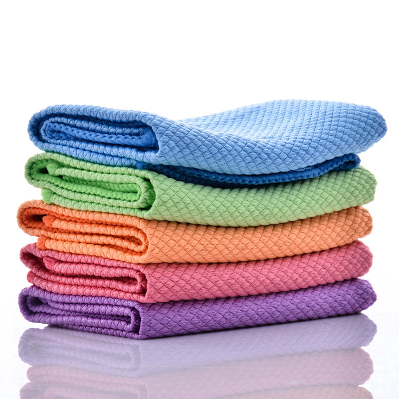 5-pack mikrofiberrengöringsdukar i olika färger, 30x40 cm, stark vattenabsorption för skinande rena ytor i hemmet.