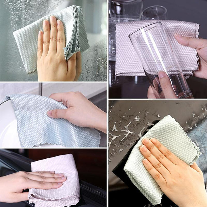 5-pack mikrofiberrengöringsdukar i olika färger, 30x40 cm, stark vattenabsorption för skinande rena ytor i hemmet.