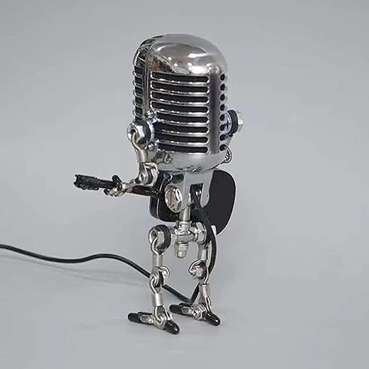 Unik dekorativ robot skrivbordslampa med mikrofon i retro design