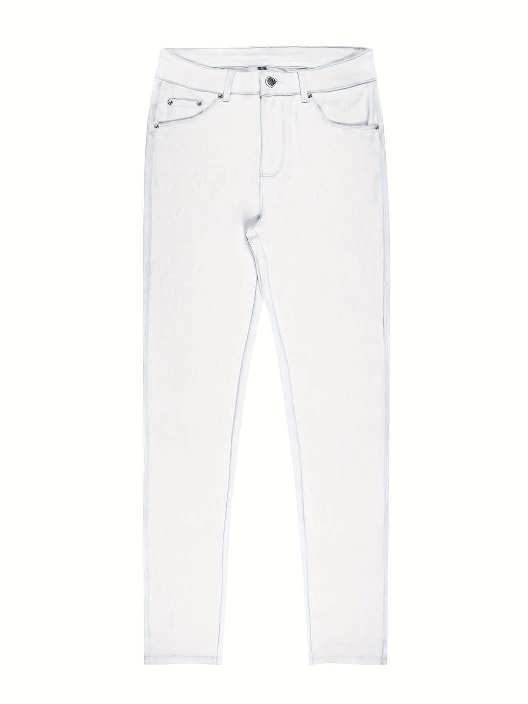 Röda högmidjade skinny jeans som sticker ut framifrån
