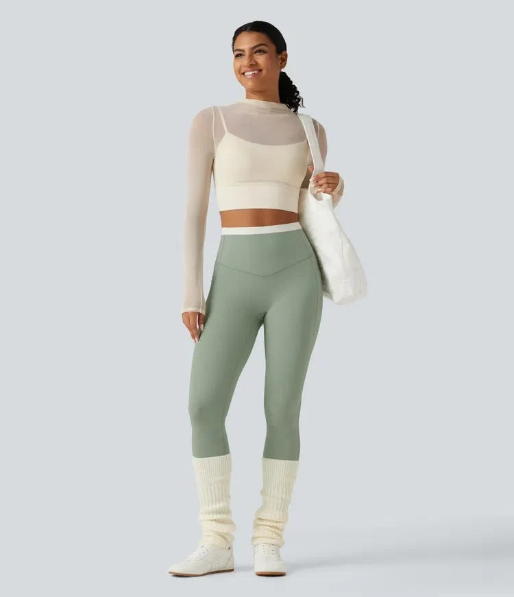 Träningskläder dam, svarta yogaleggings med hög midja