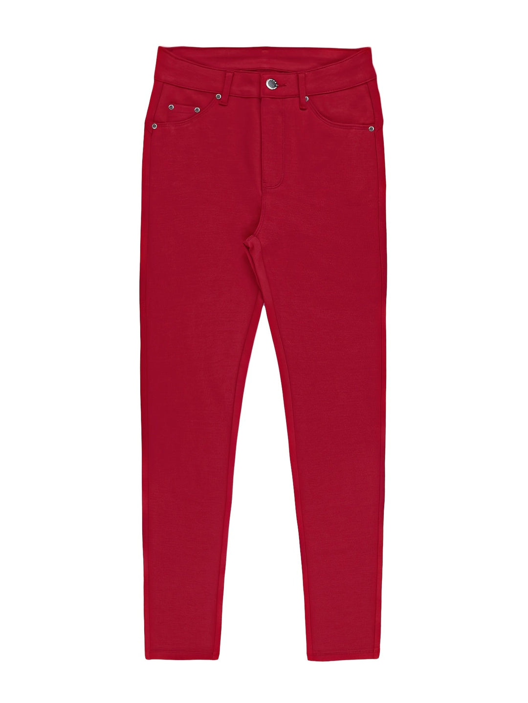 Högmidjade skinny jeans i ljusblå tvätt visade framifrån