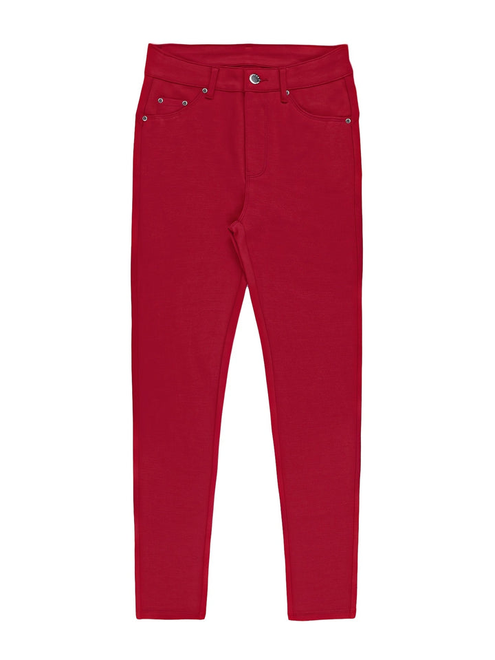 Högmidjade skinny jeans i ljusblå tvätt visade framifrån