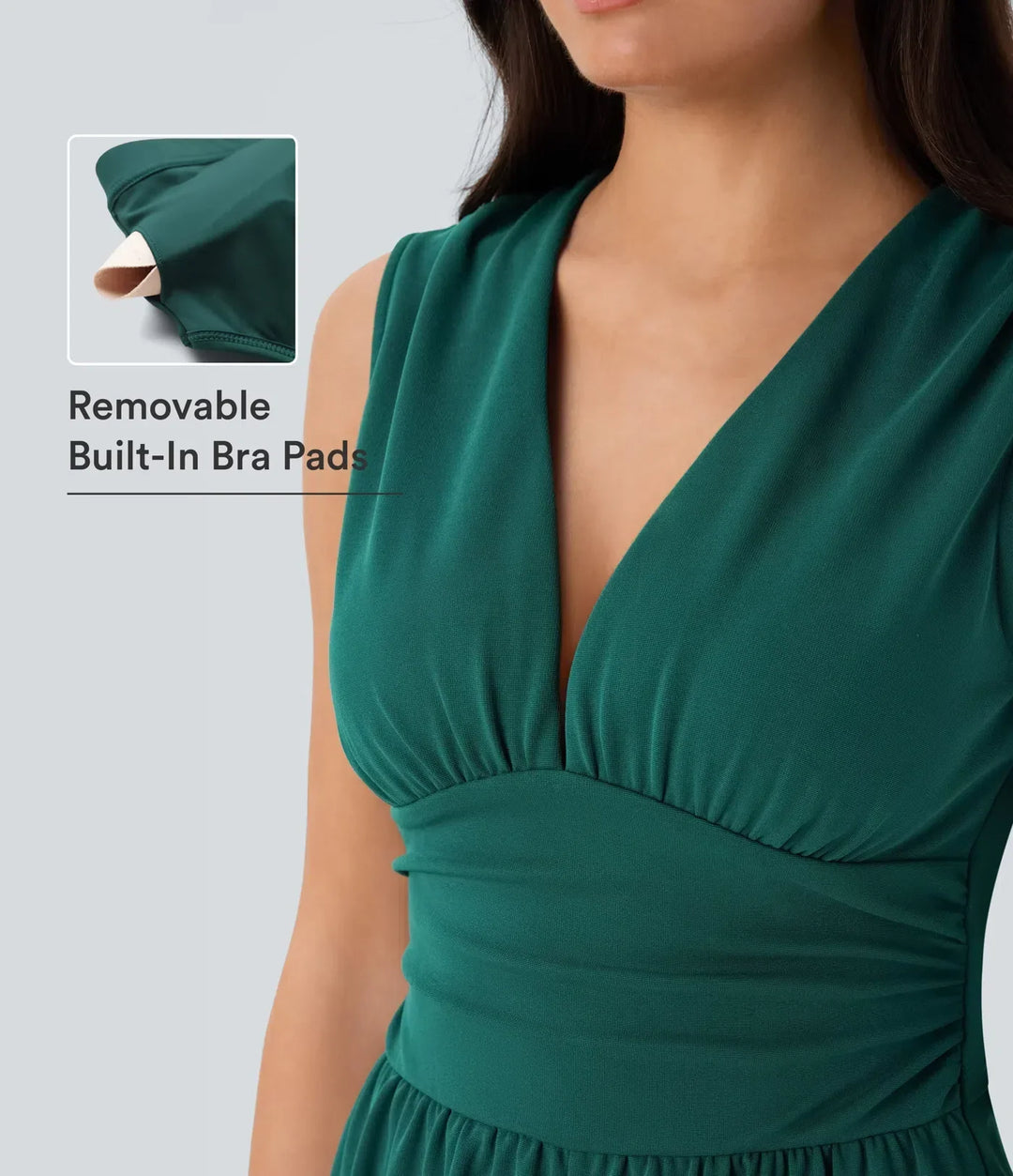 Modern festkläder jumpsuit för dam, ärmlös design med fickor