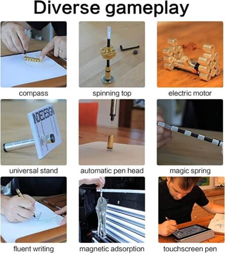 Svart magnetisk fidget penna med metallkula som fungerar som touch penna.
