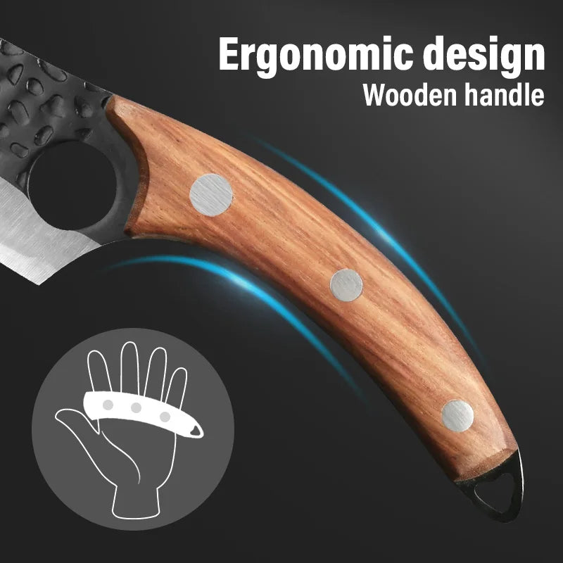 Japansk kniv som visar det ergonomiska handtaget och unika bladdesignen