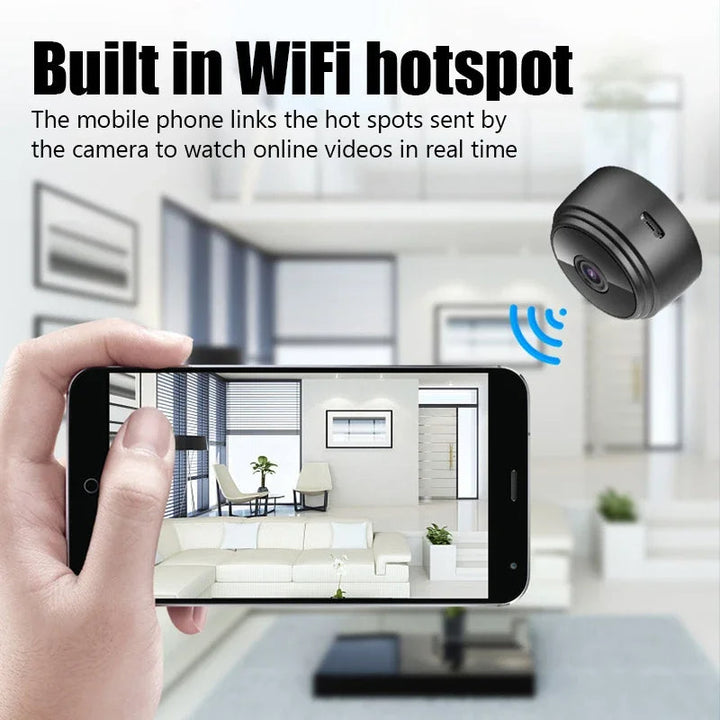 Trådlös minikamera 1080p för hemövervakning med wifi och nattsyn