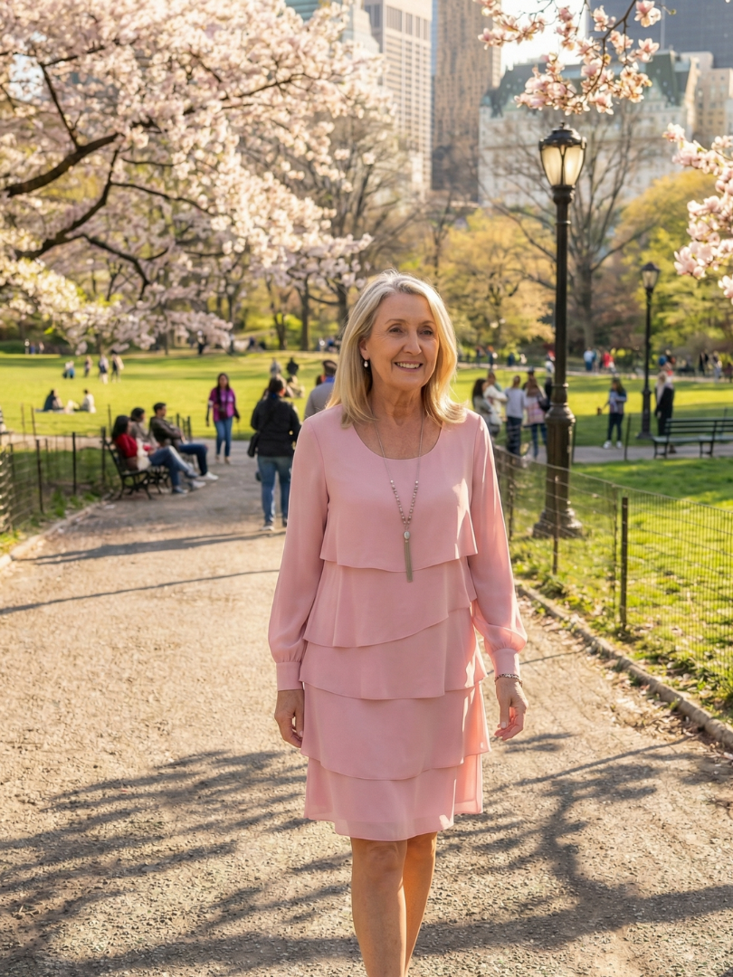 Stilfull lila lagerklänning visad i profil