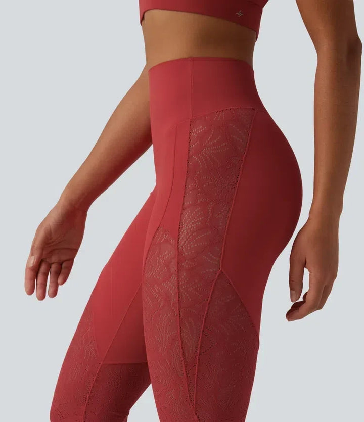Beiga flare pants för dam med funktionell ficka och magkontroll