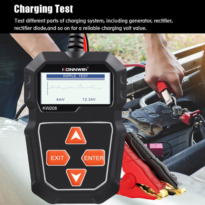 Batteritestare för bil med robusta kablar och tåliga anslutningsklämmor