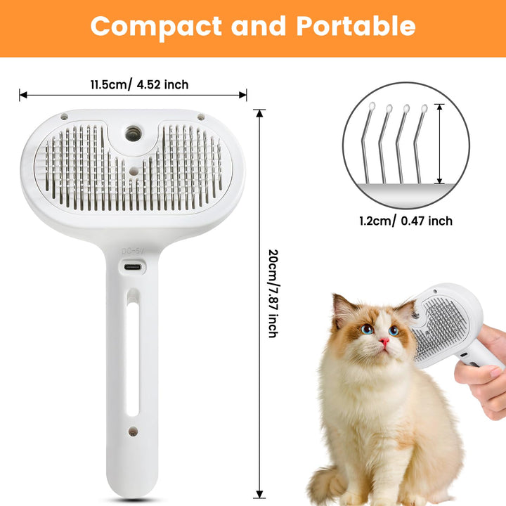 Kattborste och hundborste med ångfunktion för skonsam grooming