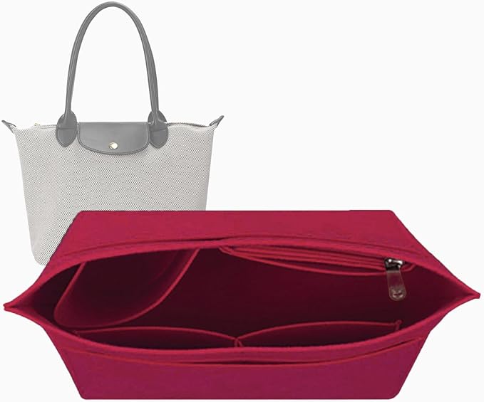 Röd organizer-insats för tote-väskor med öppen design och fack