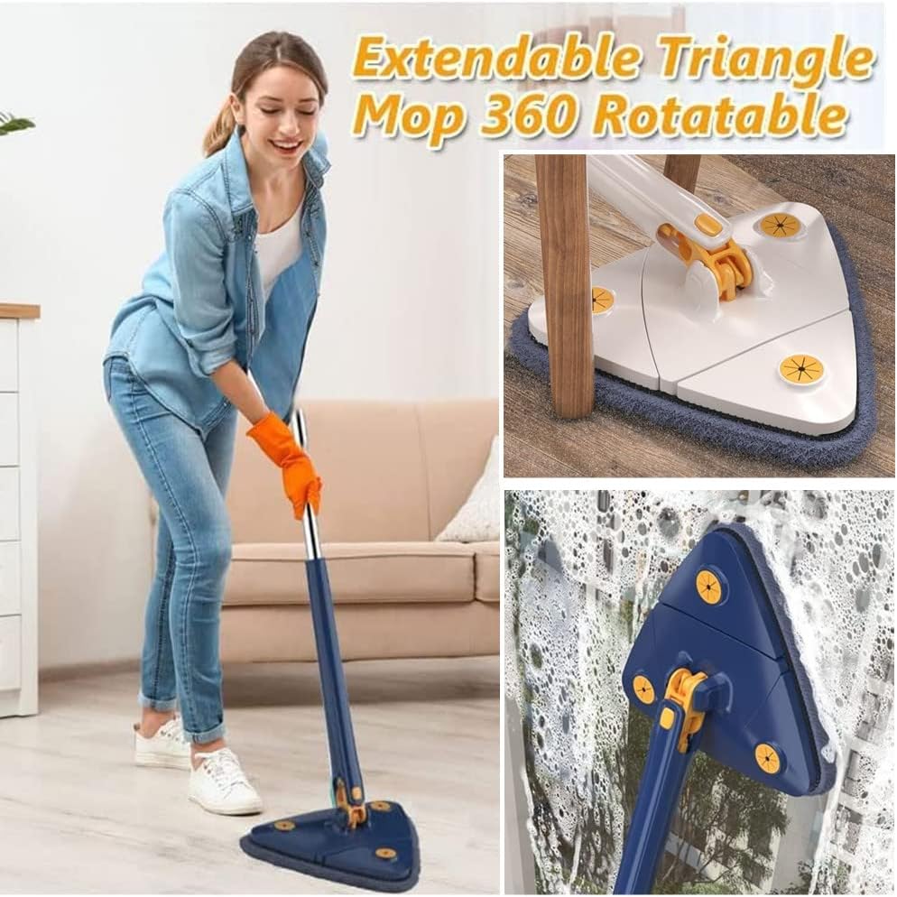 Person som städar golv och fönster med den flexibla moppen