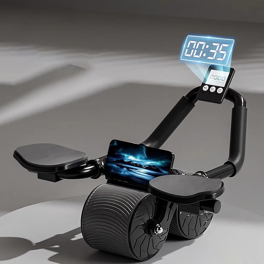 Ab roller wheel i svart med integrerad timer och telefonhållare