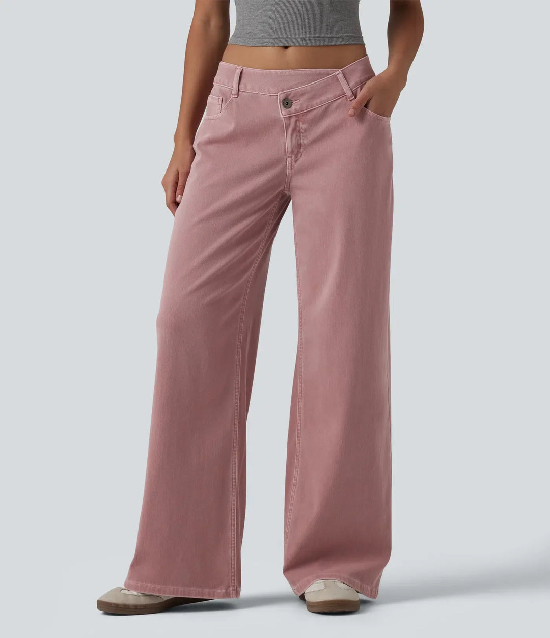 Stilrena vardagsjeans med vida ben och låg midja för dam
