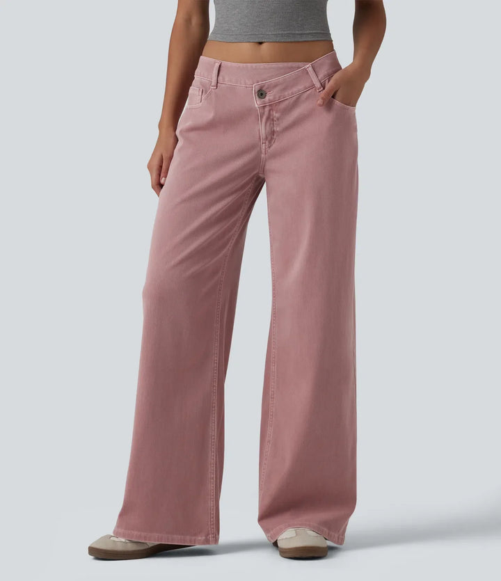 Stilrena vardagsjeans med vida ben och låg midja för dam
