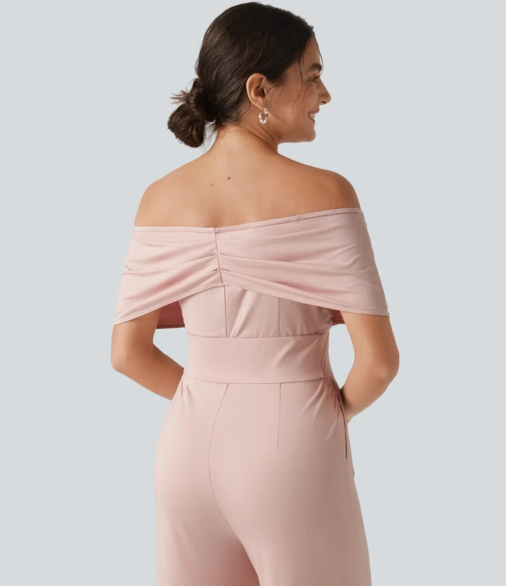 Off-shoulder jumpsuit för dam med praktiska sidofickor
